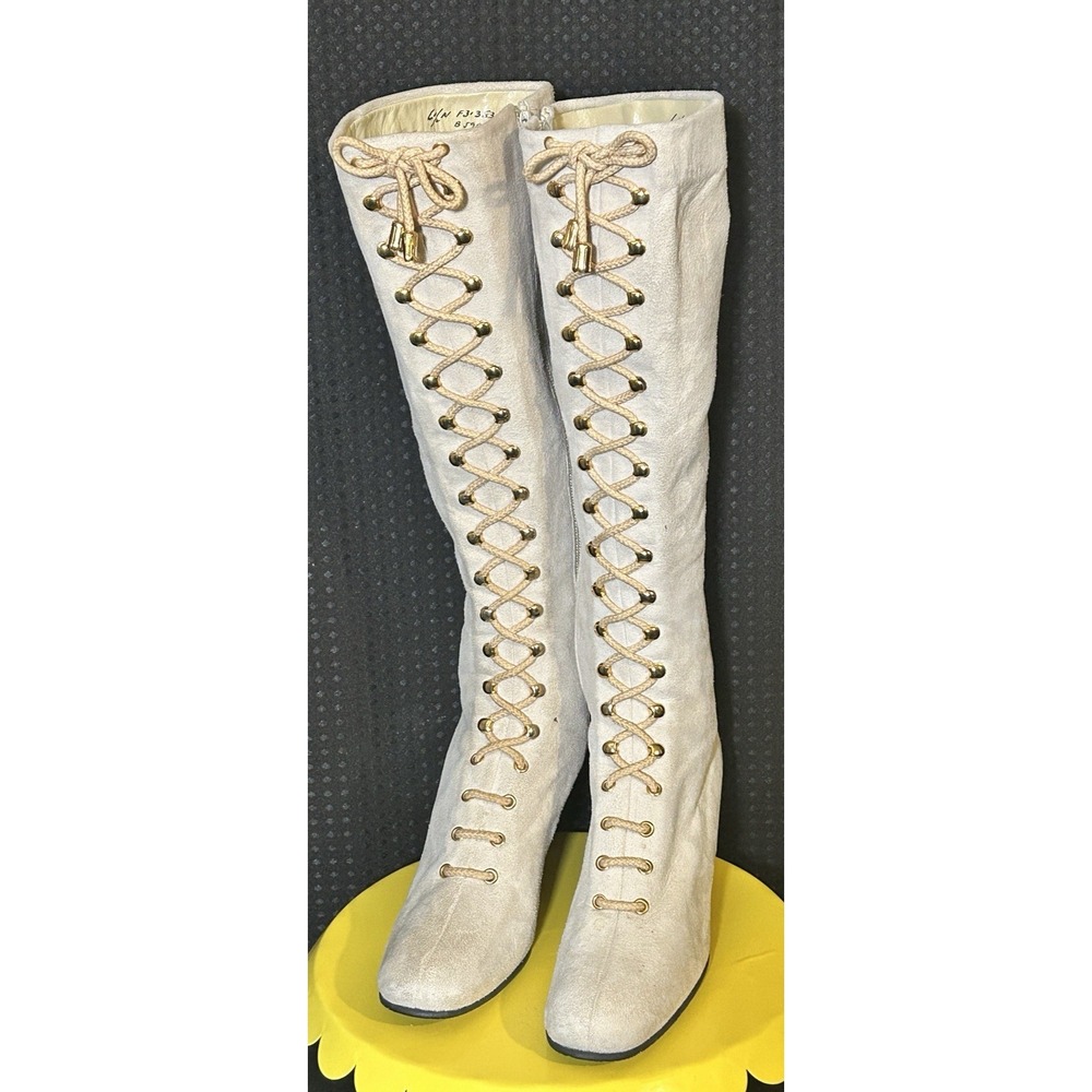 RARE Vintage 1970's Lace Up Beth's Bootery Go-Go Boots Saks Fifth Ave  Size 6.5N